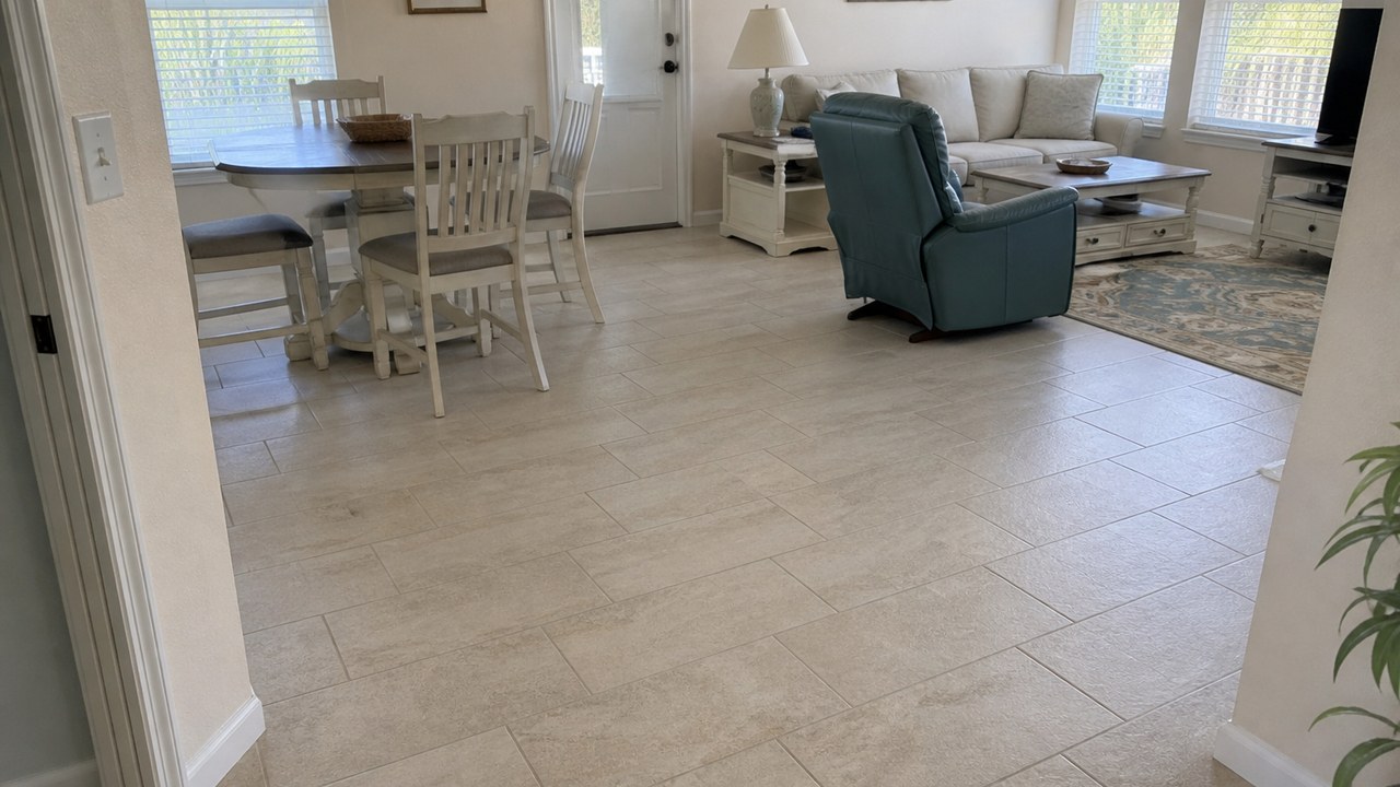 Bathroom tile work with clean layout lines and waterproofing prep